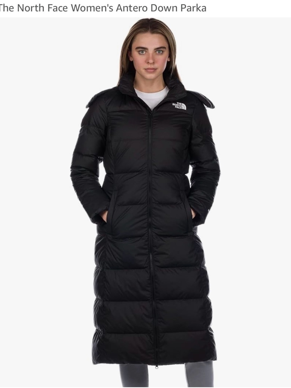 The North Face Women's Long Black Down Puffer Coat with Hood - Picture 2 of 12